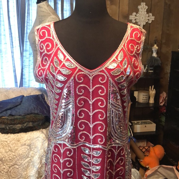 Stunning Sequin & Beaded Pink Dress with Lace. New with tags!  Size Large - Picture 12 of 17